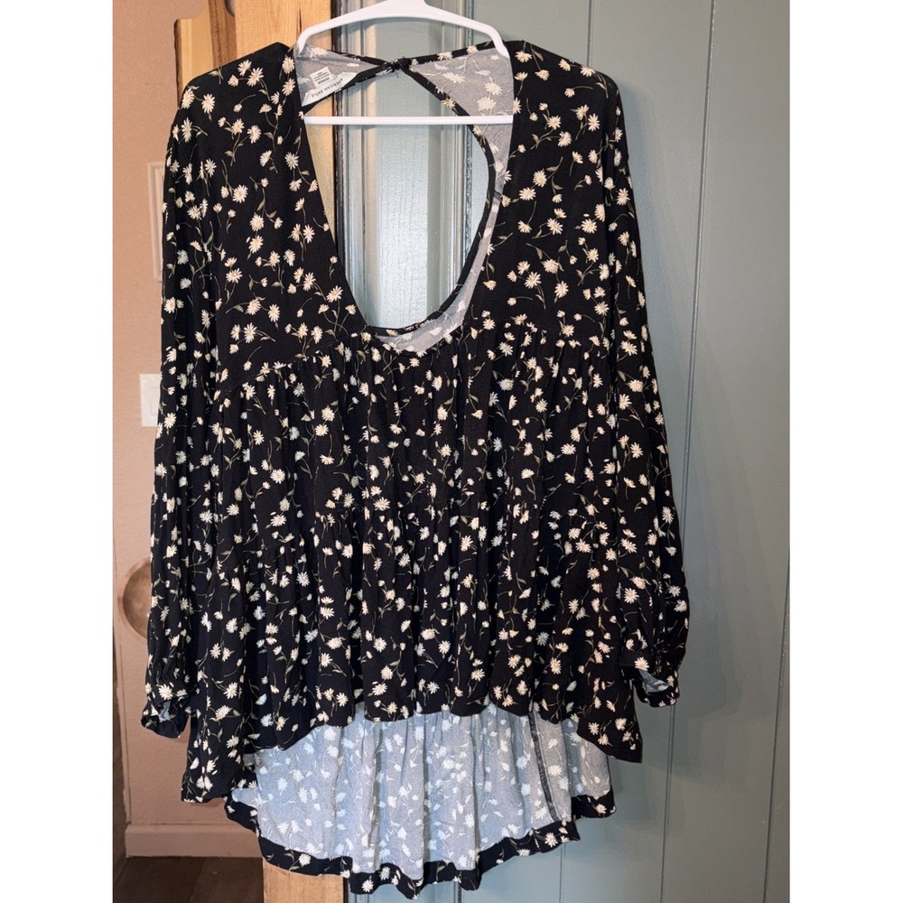 American Eagle Open Back Women's M Floral Babydoll Cottagecore Ruffle Tiered Top
